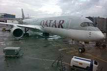 Bild: Unser Qatar-Flieger Airbus A350-900