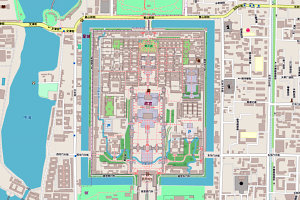 Bild: Der Stadtplan Pekings ist auf die Verbotene Stadt zentriert. Click auf die Karte